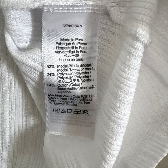 Madewell Pointelle Scoop Neck Top Long Sleeve T-Shirt Tee White Size Medium NEW - Picture 6 of 6